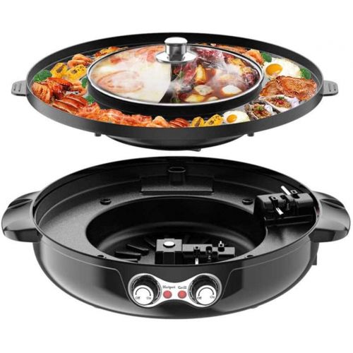  [아마존베스트]4YANG 2200W 2 in 1 Electric Smokeless Grill and Hot Pot 110V Split Easy Cleaning Dual Temperature Control（US STOCK)