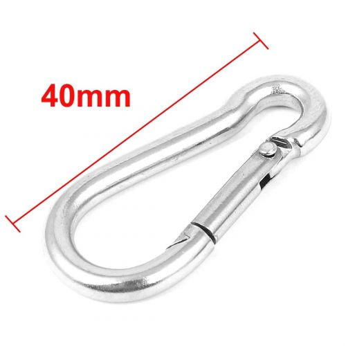  4mm Thickness 304 Stainless Steel Spring Carabiner Snap Hook Camping Keyring by Unique Bargains
