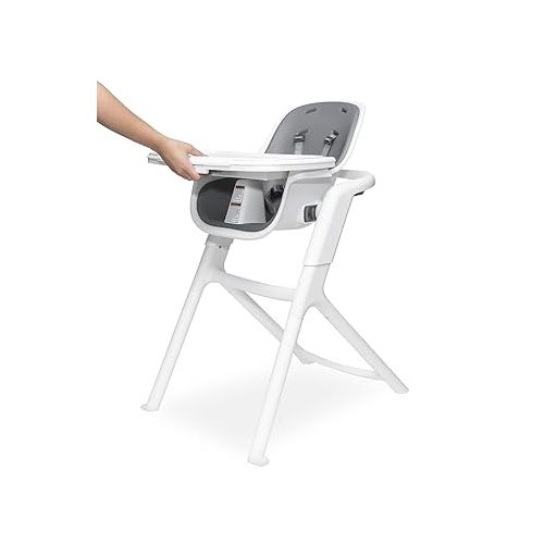 포맘스 4moms Connect High Chair, One-Handed Magnetic Tray Attachment, White/Grey