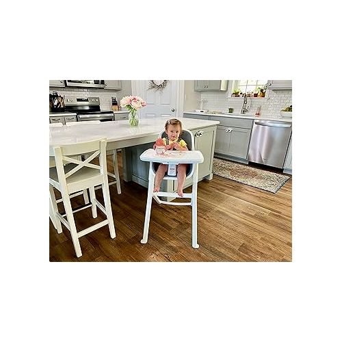 포맘스 4moms Connect High Chair, One-Handed Magnetic Tray Attachment, White/Grey