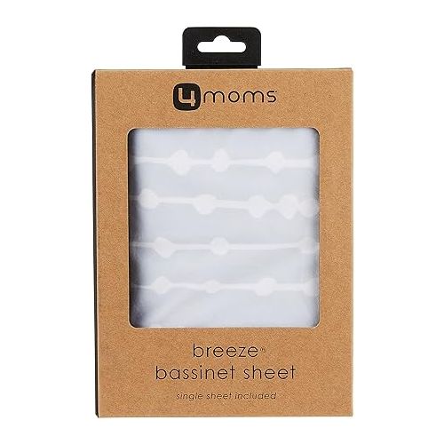 포맘스 4moms breeze Bassinet Sheets, For Baby Bassinets and Furniture, Machine Washable, Soft, Plush, Waterproof Fabric, Grey Beads