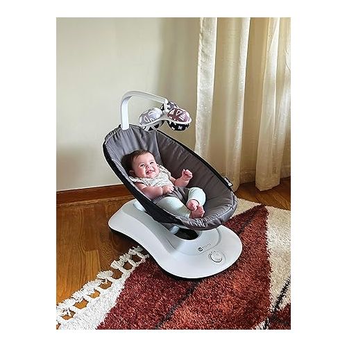 포맘스 4moms RockaRoo Baby Rocker with Front to Back Gliding Motion, Graphite