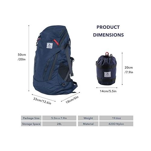 포맘스 4Monster Hiking Daypack,28L Water Resistant Lightweight Packable Backpack for Travel Camping Outdoor