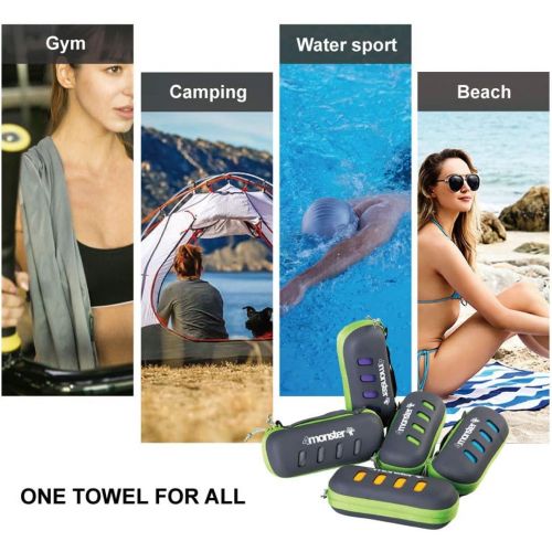 포맘스 4Monster Microfiber Towel, Travel Towel, Camping Towel, Fast Drying, Soft Light Weight, Suitable for Gym, Beach, Swimming, Backpacking and More