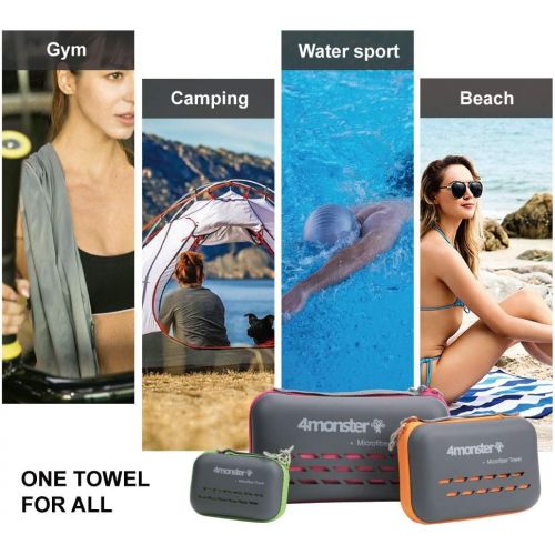 포맘스 4Monster Camping Towels Super Absorbent, Fast Drying Microfiber Travel Towel, Ultra Soft Compact Gym Towel for Beach Hiking Yoga Travel Sports Backpack