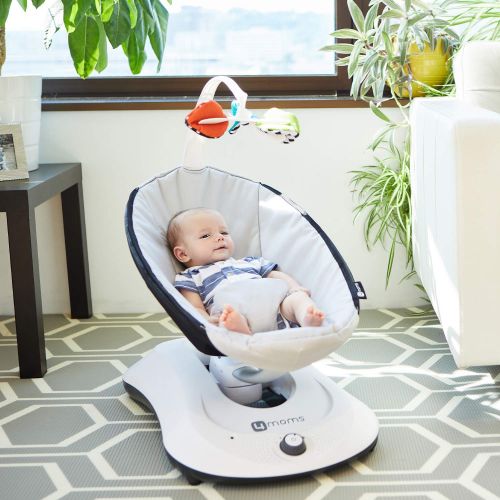 포맘스 4moms rockaRoo Baby Swing | Compact Baby Rocker with Front to Back Gliding Motion | Smooth, Nylon Fabric | Grey Classic