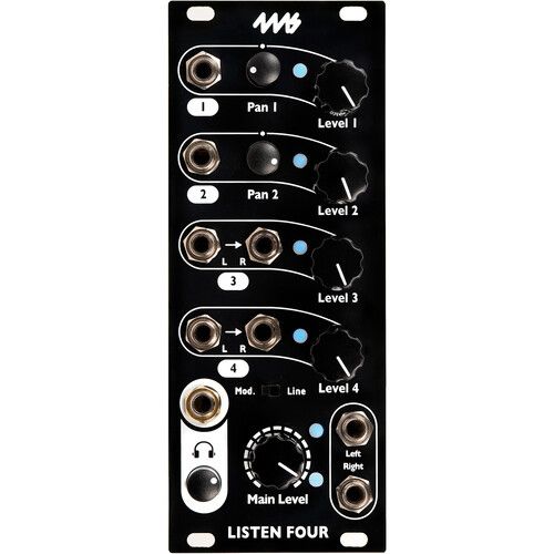  4ms Listen Four Eurorack Module Faceplate (Black)