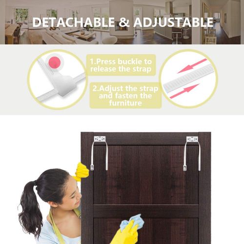  [아마존 핫딜] [아마존핫딜]Caan Furniture Straps (10 Pack) Baby Proofing Anti Tip Furniture Anchors Kit, Cabinet Wall Anchors Protect Toddler and Pet from Falling Furniture, Adjustable Child Safety Straps Earthqu