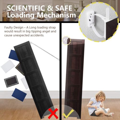  [아마존 핫딜] [아마존핫딜]Caan Furniture Straps (10 Pack) Baby Proofing Anti Tip Furniture Anchors Kit, Cabinet Wall Anchors Protect Toddler and Pet from Falling Furniture, Adjustable Child Safety Straps Earthqu