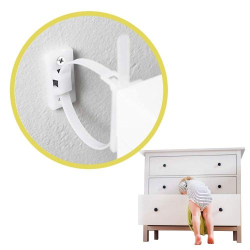  [아마존베스트]Caan Furniture Straps (10 Pack) Baby Proofing Anti Tip Furniture Anchors Kit, Cabinet Wall Anchors Protect Toddler and Pet from Falling Furniture, Adjustable Child Safety Straps Earthqu