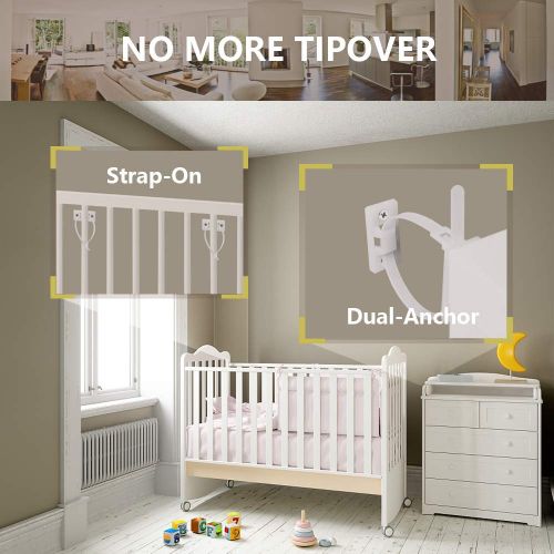  [아마존베스트]Caan Furniture Straps (10 Pack) Baby Proofing Anti Tip Furniture Anchors Kit, Cabinet Wall Anchors Protect Toddler and Pet from Falling Furniture, Adjustable Child Safety Straps Earthqu