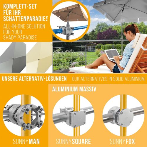  4smile Menz steel parasol holder balcony railing Sunnyman  flexible sun protection in tight spaces  parasol balcony bracket made in Germany  mounting umbrella poles diameter 28  45 mm