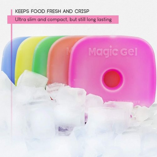  [아마존베스트]Magic Gel 5 x Ice Packs for Lunch Box. Slim fit coolers to keep your Lunch Cool, Fresh and Crisp! (Slim Fit)