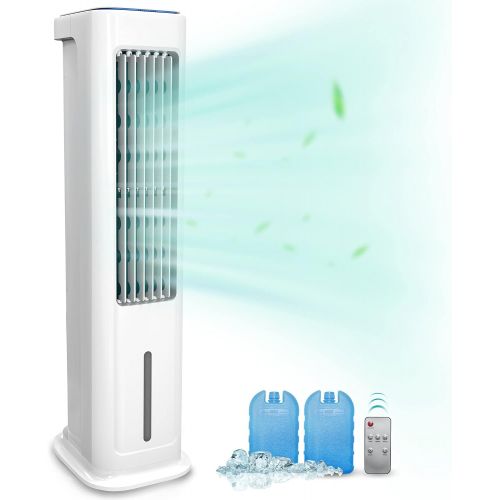  5 SUNDAY LIVING Sunday Living Evaporative Air Cooler, Cooling Fan Swamp Fan w/3 Modes, 3 Speeds, Touch Panel, 50° Oscillation,12H Timer, 2 Ice Packs, Space Saving, Oscillating Quiet Bladeless Fan