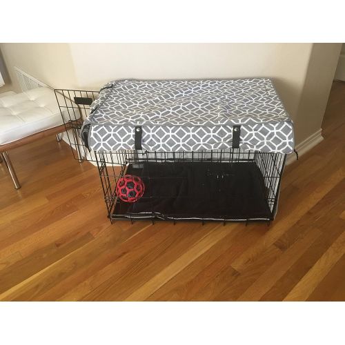  528 Zone Gray & White Stained Glass Print Grey Dog Pet Wire Kennel Crate Cage House Cover (Small, Medium, Large, XL, XXL)