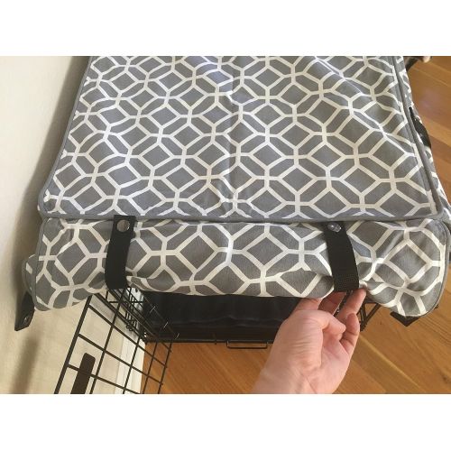  528 Zone Gray & White Stained Glass Print Grey Dog Pet Wire Kennel Crate Cage House Cover (Small, Medium, Large, XL, XXL)