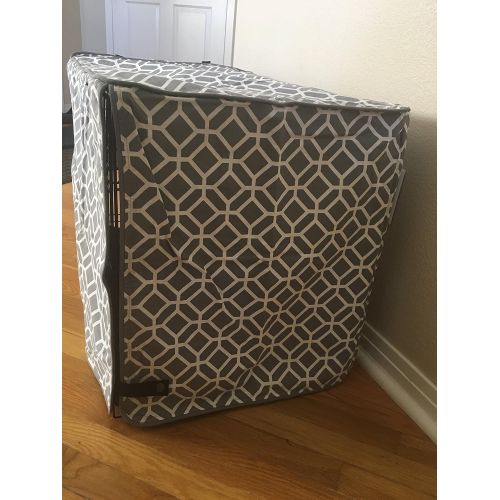  528 Zone Gray & White Stained Glass Print Grey Dog Pet Wire Kennel Crate Cage House Cover (Small, Medium, Large, XL, XXL)