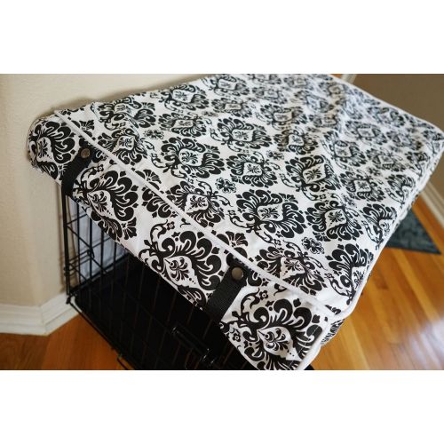  528zone Black & White Damask Design Dog Pet Wire Kennel Crate Cage Cover (Small, Medium, Large, XL, XXL)