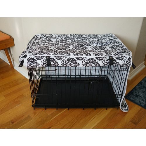  528zone Black & White Damask Design Dog Pet Wire Kennel Crate Cage Cover (Small, Medium, Large, XL, XXL)