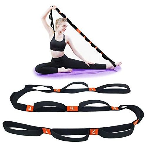  [아마존베스트]5BILLION FITNESS 5Billion Yoga Strap  4 cm Wide  Stretch Strap with Multiple Grip Loops Door Flexibility  Ideal for Hot Yoga, Physical Therapy, Greater Flexibility & Fitness Training