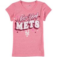 5th & Ocean by New Era Girls Youth New York Mets 5th & Ocean by New Era Pink Stars Tri-Blend V-Neck T-Shirt