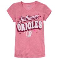 5th & Ocean by New Era Girls Youth Baltimore Orioles 5th & Ocean by New Era Pink Stars Tri-Blend V-Neck T-Shirt