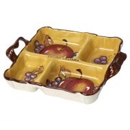 5th Ave Store Cucina Italiana Ceramic Divided Serving Platter Appetizer Dish 4 Section 15 x 15 In, Yellow