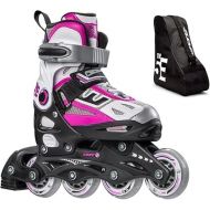 5th Element Kids Adjustable Inline Skates for Boys and Girls with Ankle Support Roller Skates-Includes Skate Bag