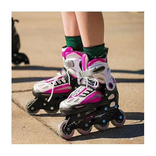  5th Element Kids Adjustable Inline Skates for Boys and Girls with Ankle Support Roller Skates-Includes Skate Bag