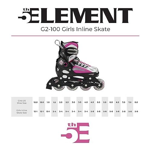  5th Element Kids Adjustable Inline Skates for Boys and Girls with Ankle Support Roller Skates-Includes Skate Bag