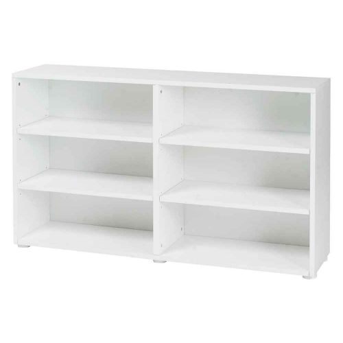  6 Shelf Wooden Bookcase White Kids Low Bookcase w 6 Shelves