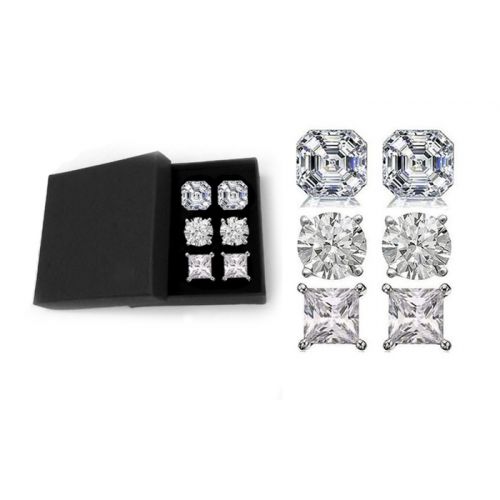  6.00 CTTW Round, Square, and Asscher Cut Swarovski Crystal Stud Set by Mina Bloom