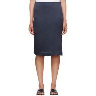 6397 Navy Silk Side Slit Skirt