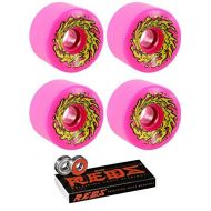 66mm Santa Cruz Skateboards Slimeballs OG Slime Longboard Skateboard Wheels with Bones Bearings - 8mm Bones REDS Precision Skate Rated Skateboard Bearings - Bundle of 2 items