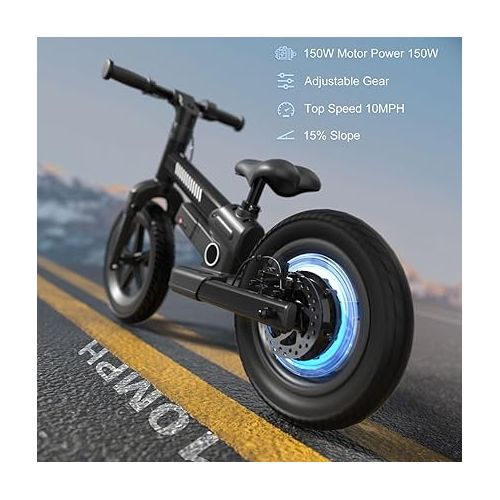  67i Electric Bike for Kids Electric Balance Bike Ages 3-5 Years Old 24v 100w Motor with 2 Speed Modes 12 Inch Inflatable Tire and Adjustable Seat Electric Bicycle for Kids