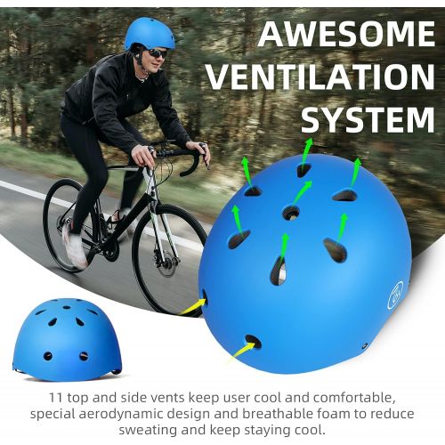  67i Skateboard Helmet Adult Bike Helmet CPSC Certified Adjustable and Protection for Skating Helmet Adults Multi-Sports Cycling Skateboarding Scooter Roller Skate Inline Skating Ro