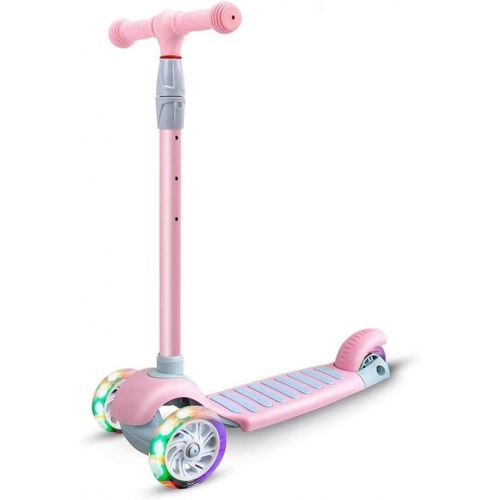  67i Scooters for Kids Scooters 3 Wheel for Toddler Scooter for Girls Boys 4 Adjustable Height Lean to Steer with Wide Deck PU Flashing Wheels for Children 3 to 12 Years Old