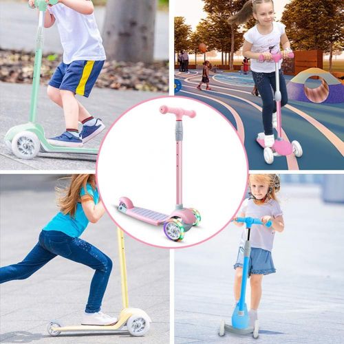  67i Scooters for Kids Scooters 3 Wheel for Toddler Scooter for Girls Boys 4 Adjustable Height Lean to Steer with Wide Deck PU Flashing Wheels for Children 3 to 12 Years Old