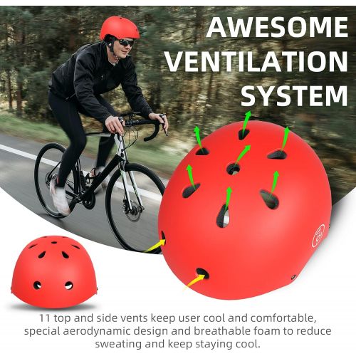  67i Skateboard Helmet Adult Bike Helmet Adjustable and Protection for Skating Helmet Adults Multi-Sports Cycling Skateboarding Scooter Roller Skate Inline Skating Rollerblading