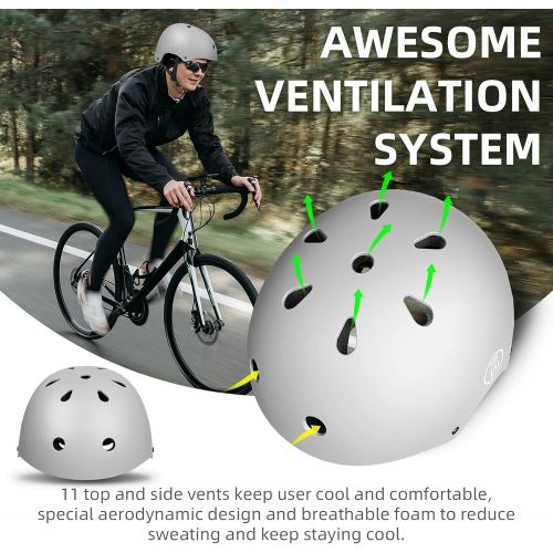  67i Skateboard Helmet Adult Bike Helmet Adjustable and Protection for Skating Helmet Adults Multi-Sports Cycling Skateboarding Scooter Roller Skate Inline Skating Rollerblading