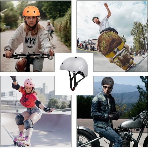  67i Skateboard Helmet Adult Bike Helmet Adjustable and Protection for Skating Helmet Adults Multi-Sports Cycling Skateboarding Scooter Roller Skate Inline Skating Rollerblading