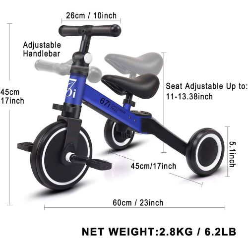  [아마존베스트]67i Kids Tricycles for 2 Year Olds 3 in 1 Tricycles Toddler Tricycle Ages 1-3 Years Kids Trikes for Toddler 3 Wheel Convert 2 Wheel Toddler Bike with Removable Pedal and Adjustable