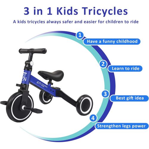  [아마존베스트]67i Kids Tricycles for 2 Year Olds 3 in 1 Tricycles Toddler Tricycle Ages 1-3 Years Kids Trikes for Toddler 3 Wheel Convert 2 Wheel Toddler Bike with Removable Pedal and Adjustable