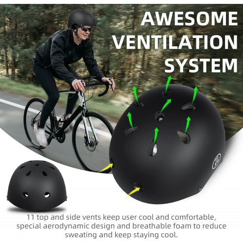  67i Skateboard Helmet Adult Bike Helmet Adjustable and Protection for Skating Helmet Adults Multi-Sports Cycling Skateboarding Scooter Roller Skate Inline Skating Rollerblading