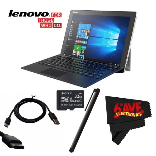  6Ave Lenovo 12.2 Miix 510 Multi-Touch 2-in-1 Notebook #80XE00H3US + Mini USB Data Cable - SKN6371 + 32GB Sony Micro + Universal Stylus for Tablets Bundle