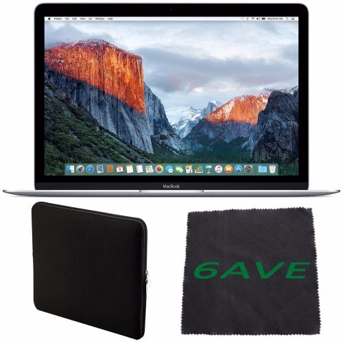  6Ave Apple 12 MacBook (Early 2016 Silver) #MLHC2LLA + Padded Case For Macbook + Fibercloth Bundle