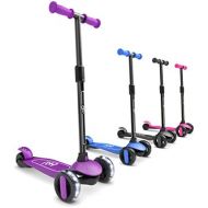 6KU 3 Wheels Kick Scooter for Kids and Toddlers Girls & Boys, Adjustable Height, Learn to Steer with Extra-Wide PU LED Flashing Wheels for Children from 2 to 5 Year-Old.