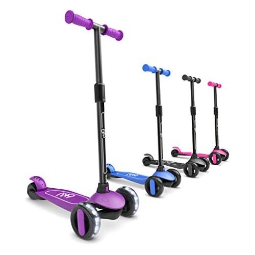  6KU 3 Wheels Kick Scooter for Kids and Toddlers Girls & Boys, Adjustable Height, Learn to Steer with Extra-Wide PU LED Flashing Wheels for Children from 2 to 5 Year-Old.