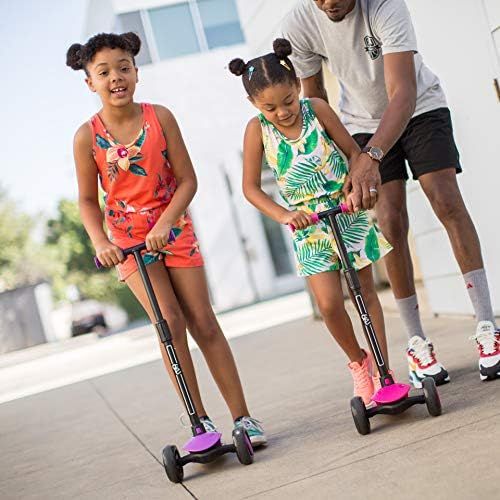  6KU 3 Wheels Kick Scooter for Kids and Toddlers Girls & Boys, Adjustable Height, Learn to Steer with Extra-Wide PU LED Flashing Wheels for Children from 2 to 5 Year-Old.