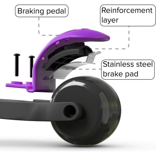  6KU 3 Wheels Kick Scooter for Kids and Toddlers Girls & Boys, Adjustable Height, Learn to Steer with Extra-Wide PU LED Flashing Wheels for Children from 2 to 5 Year-Old.